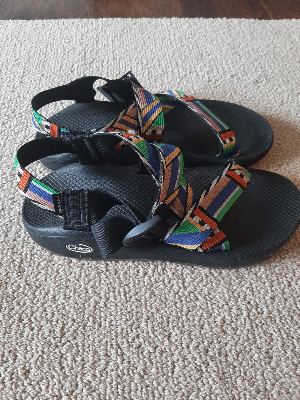 Chaco Mens Mega Z Cloud Multicolor Sandals with Black Sole